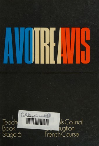 Cover for A votre avis.