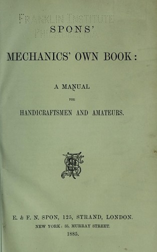 Cover for Spons' mechanics' own book