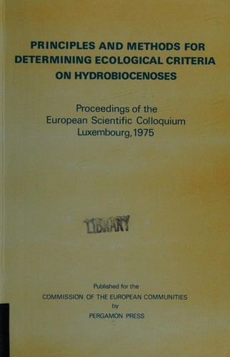Cover for Principles and methods for determining ecological criteria on hydrobiocenoses