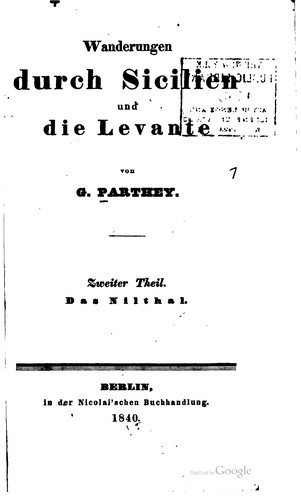 Cover for Wanderungen durch Sicilien und die Levante...: Atlas
