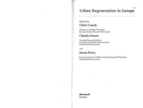 Cover for Urban regeneration in Europe