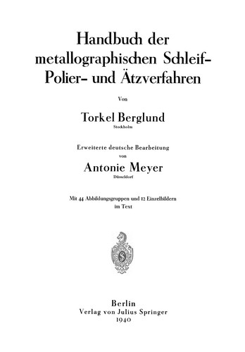 Cover for Handbuch der metallographischen Schleif-Polier- und Ätzverfahren