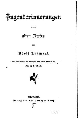 Cover for Jugenderinnerungen eines alten Arztes
