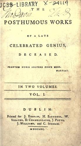 Cover for The posthumous works of a late celebrated genius deceased.