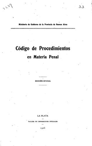Cover for Código de procedimientos en materia penal.