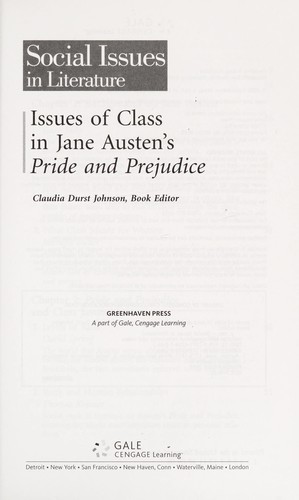 Cover for Issues of class in Jane Austen's Pride and prejudice