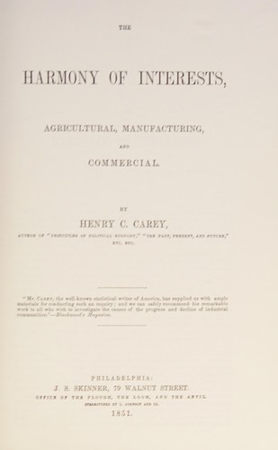 Cover for The harmony of interests: agricultural, manufacturing & commercial.