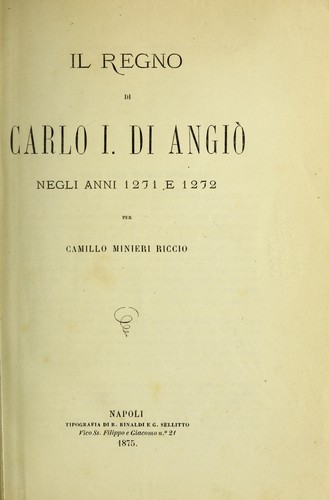 Cover for Il regno di Carlo I di Angio   negli anni 1271 e 1272