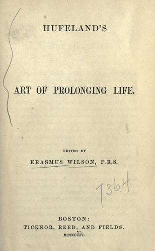 Cover for Hufeland's art of prolonging life.