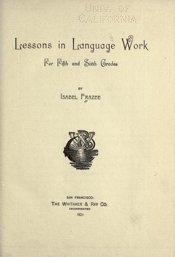 Cover for Lessons in language work for fifth and sixth grades