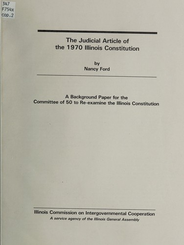 Cover for The judicial article of the 1970 Illinois Constitution