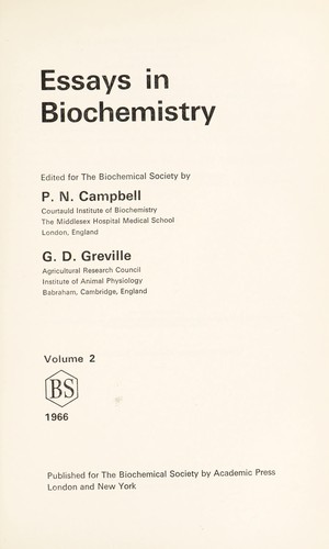 Cover for Essays in biochemistry. v. 1 (1965)-
