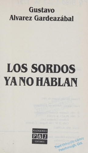 Cover for Los sordos ya no hablan