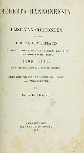 Cover for Regesta Hannonensia