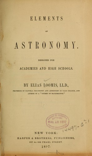 Cover for Elements of astronomy ...