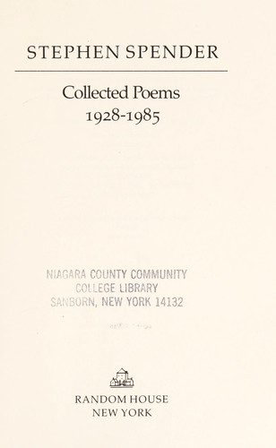 Cover for Collected poems, 1928-1985