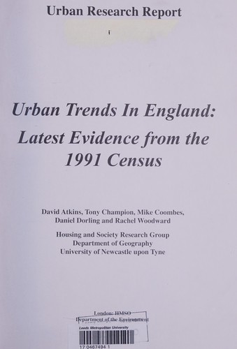 Cover for Urban Trends in England