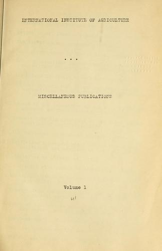 Cover for L'activité de l'Institut international d'agriculture en matière de coopération, d'assurance et de crédit agricoles