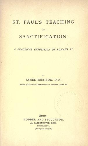 Cover for St. Paul's teaching on sanctification