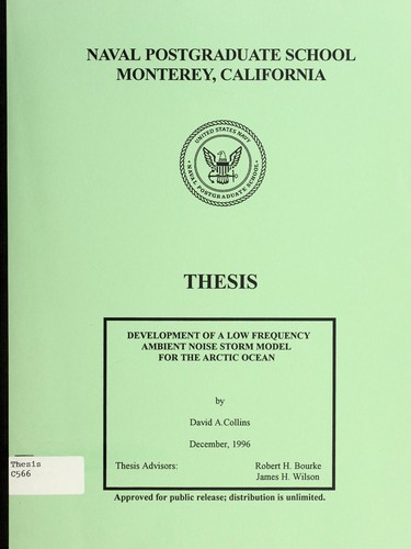 Cover for Development of a low frequency ambient noise storm model for the Arctic Ocean