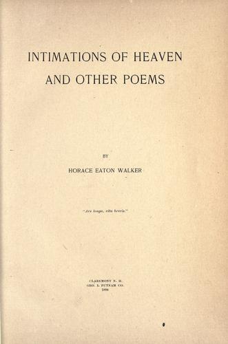Cover for Intimations of Heaven, and other poems.