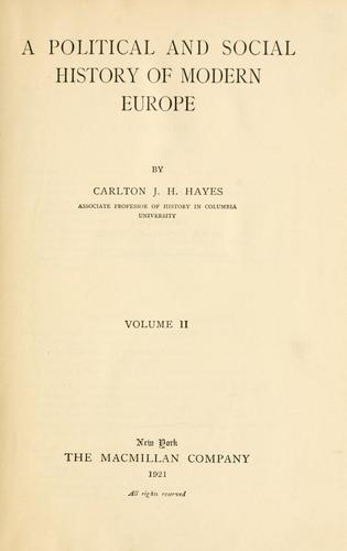 Cover for A political and social history of modern Europe