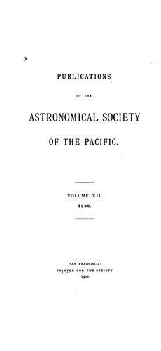 Cover for Publications of the Astronomical Society of the Pacific