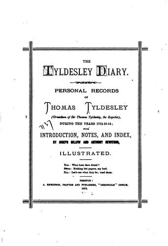 Cover for The Tyldesley Diary: Personal Records of Thomas Tyldesley (grandson of Sir ...
