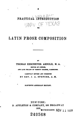 Cover for A Practical Introduction to Latin Prose Composition