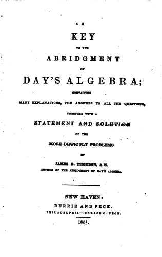 Cover for Key to the Abridgment of Day's Algebra