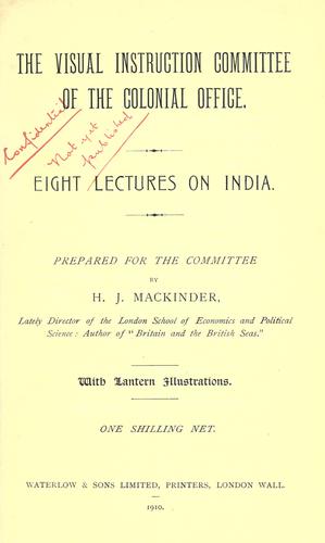 Cover for Eight lectures on India.