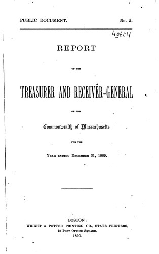 Cover for Report of the Treasurer and Receiver-General of the Commonwealth of ...