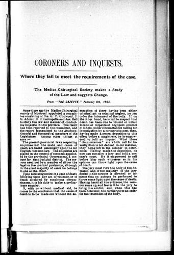 Cover for Coroners and inquests