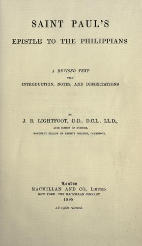 Cover for Saint Paul's Epistle to the Philippians