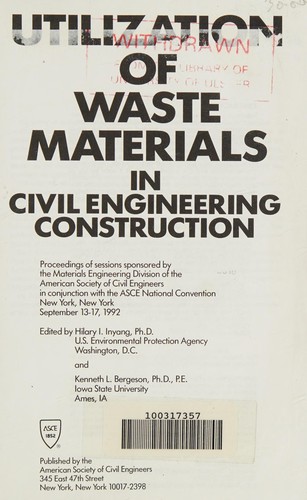 Cover for Utilization of waste materials in civil engineering construction