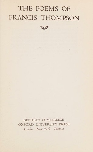 Cover for The poems of Francis Thompson
