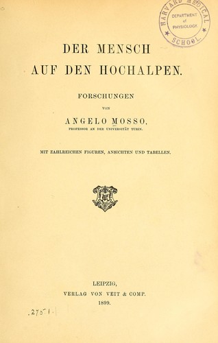 Cover for Der Mensch auf den Hochalpen