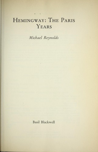 Cover for Hemingway, the Paris years
