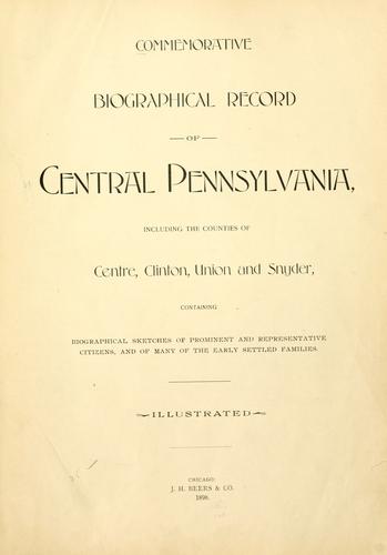 Cover for Commemorative biographical record of central Pennsylvania
