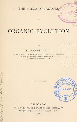 Cover for The primary factors of organic evolution
