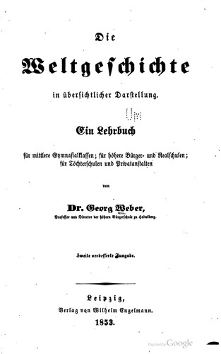 Cover for Die Weltgeschichte in übersichtlicher Darstellung.