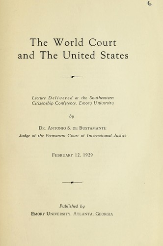 Cover for The world court and the United States