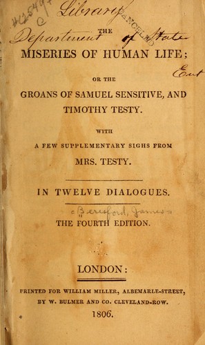 Cover for The miseries of human life