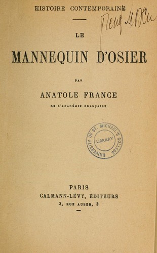 Cover for Le mannequin d'osier