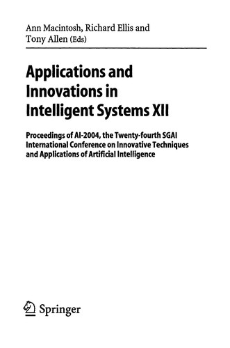 Cover for Applications and innovations in intelligent systems XII