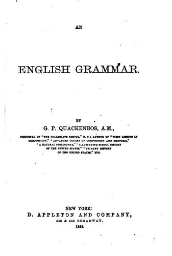 Cover for An English grammar.