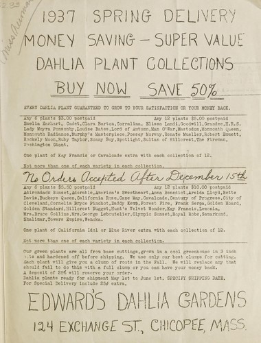 Cover for 1937 spring delivery, money saving