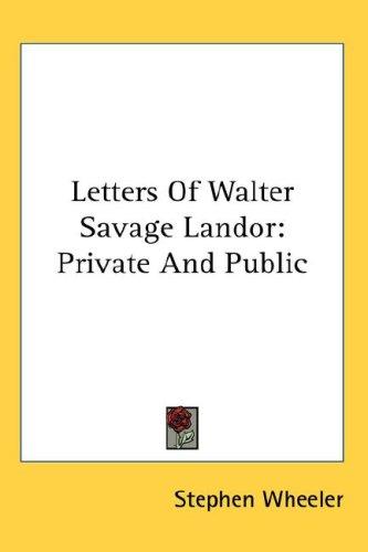 Cover for Letters Of Walter Savage Landor