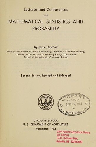 Cover for Lectures and conferences on mathematical statistics and probability.