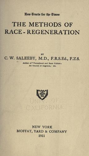Cover for The methods of race-regeneration